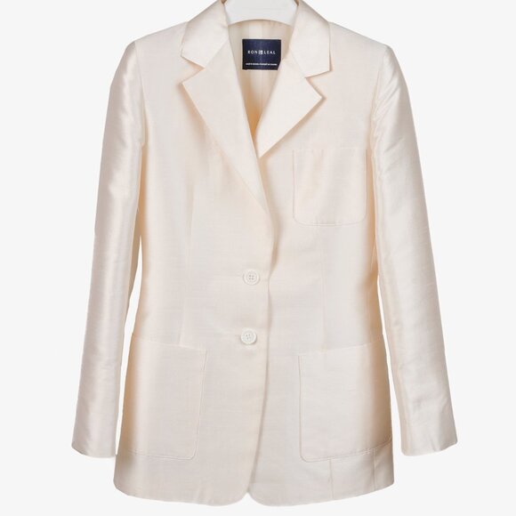 Ron Leal Jackets & Blazers - Ron Leal Vintage Classic Off White Raw Silk Blazer
